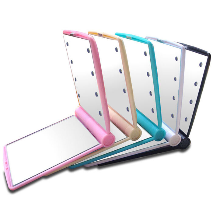 Makeup Cosmetic Folding Portable Compact Pocket Mirror with 8 LED Lights Lamps