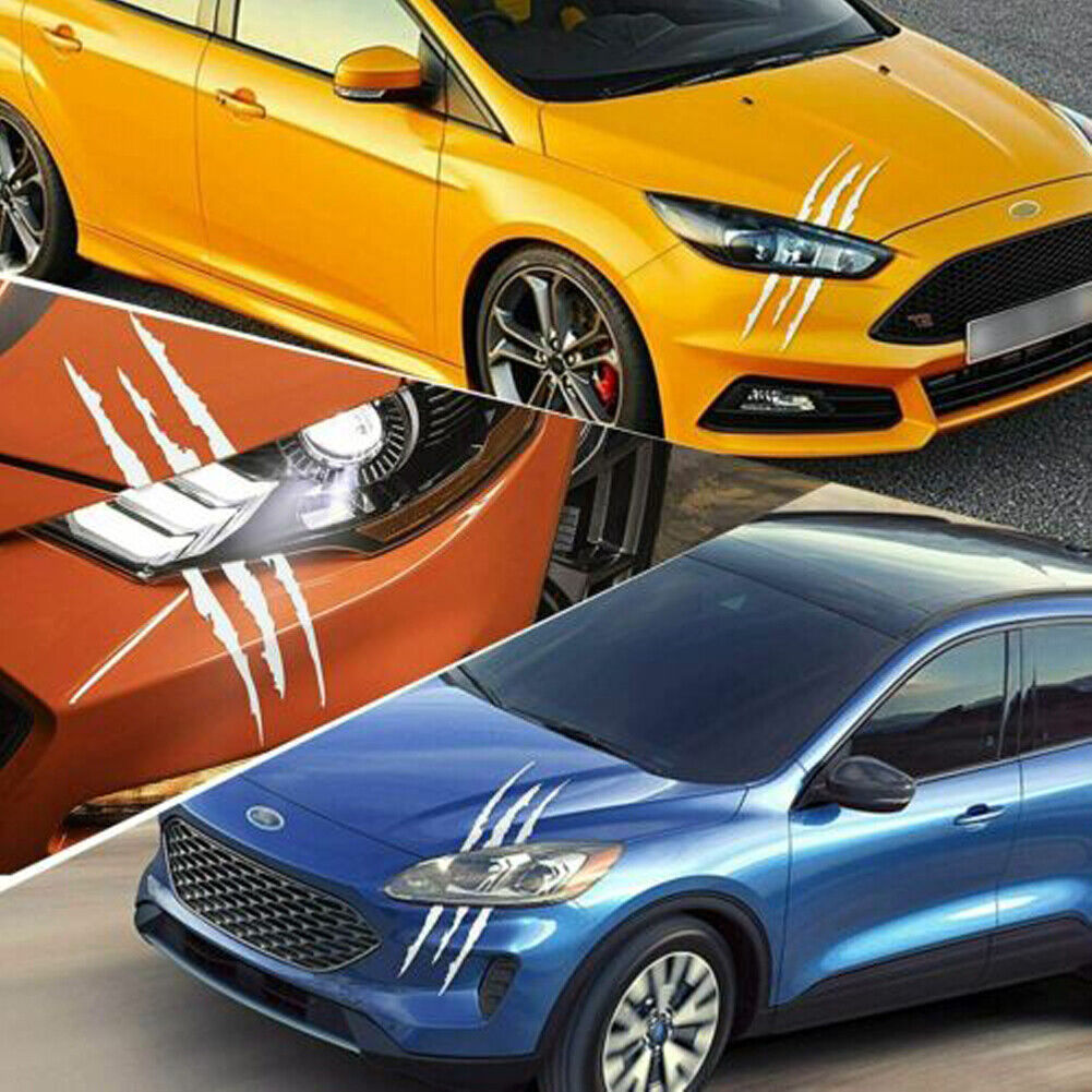 US 2-4Pc Monster Claw Mark Scratch Car Headlight Sticker Stripe Reflective Decal