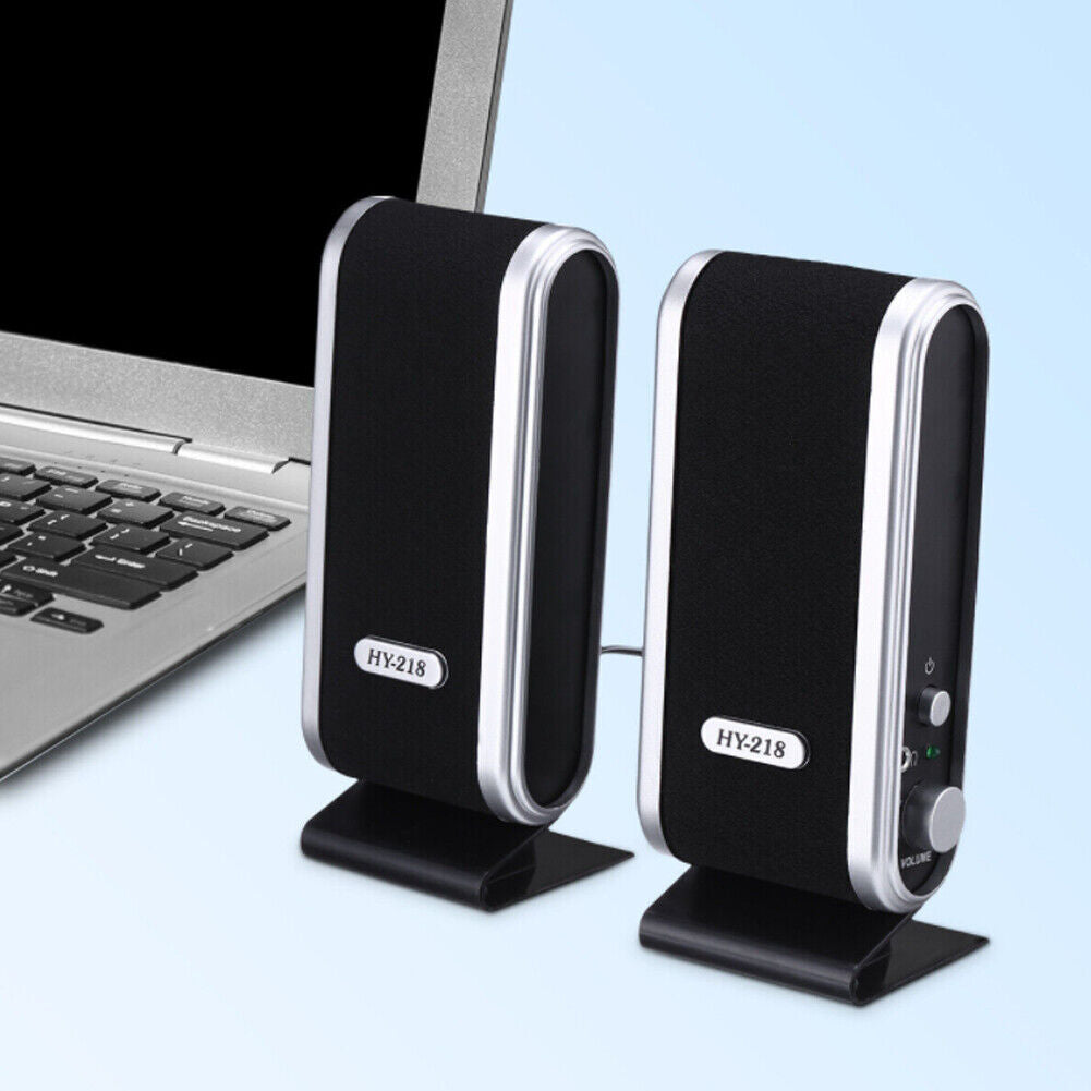 US 1-2 Pc USB Power Stereo Speaker System 3.5mm Jack For Desktop Laptop Computer