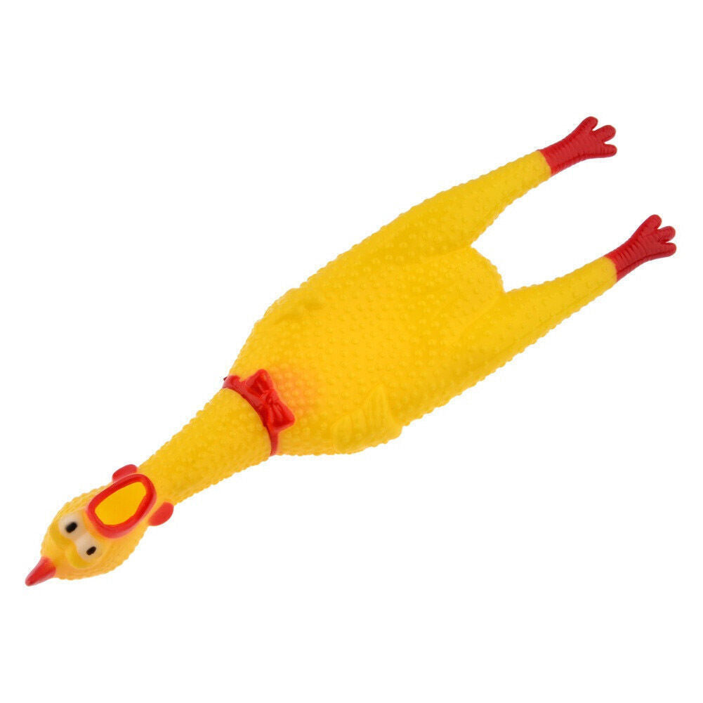 US 1-2 Pcs Fun Pet Dog Shrilling Rubber Chicken Chew Sound Squeeze Screaming Toy