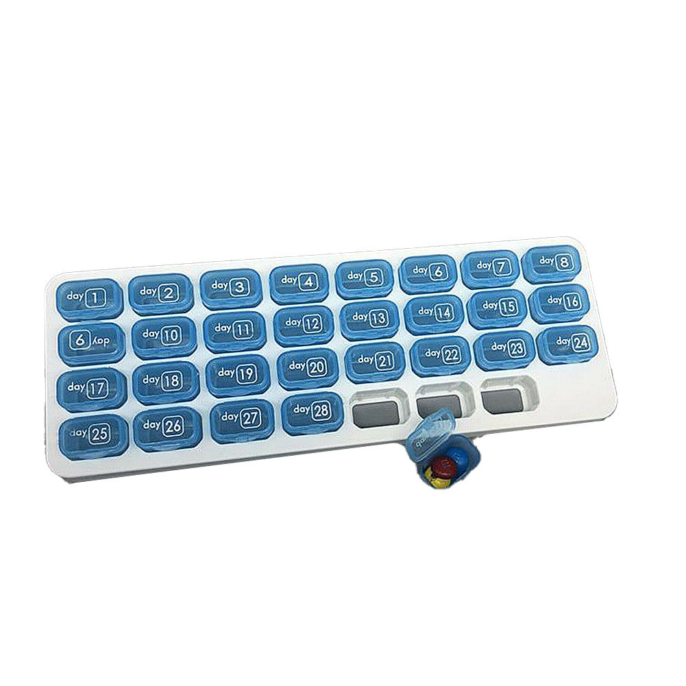 US 31 Day Monthly Pill Organizer Medication Pod Compartment Planner Box Plastic