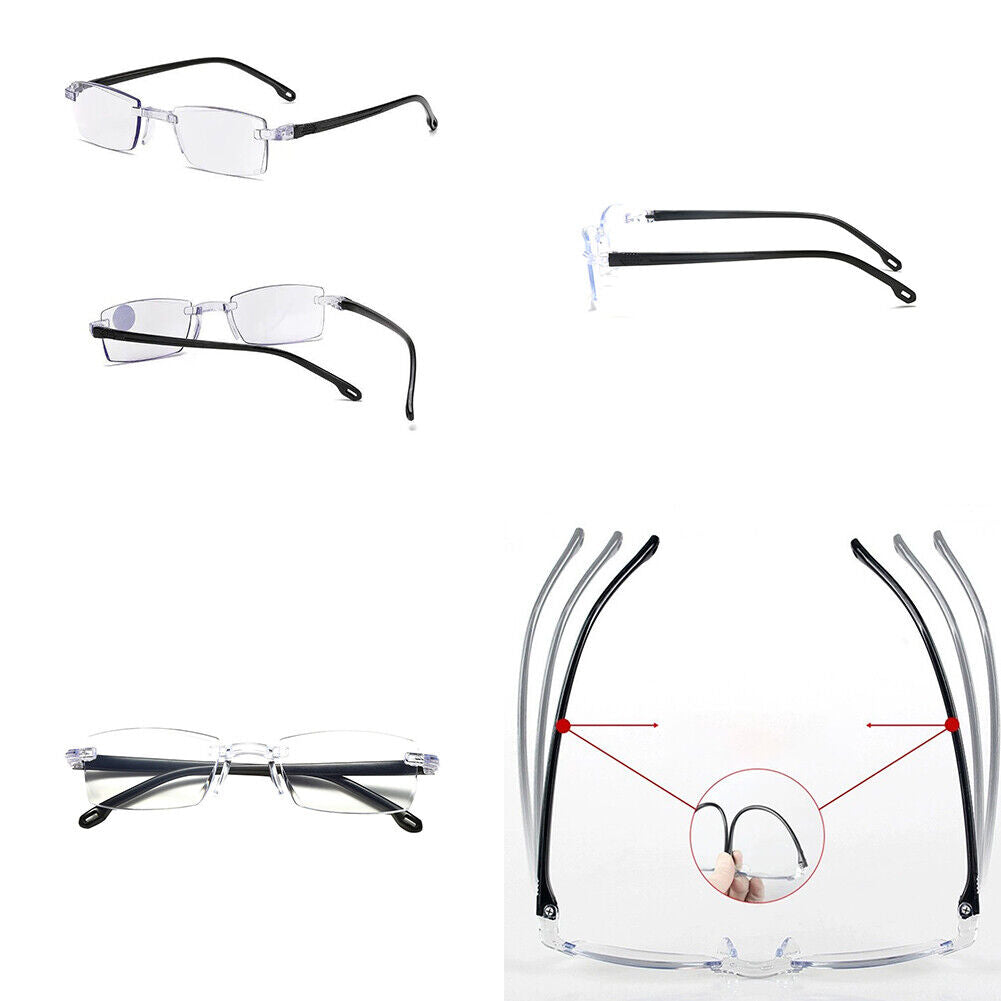 US 5-10 Pc Rectangular Rimless Blue Light Blocking Reading Glasses Unisex Reader
