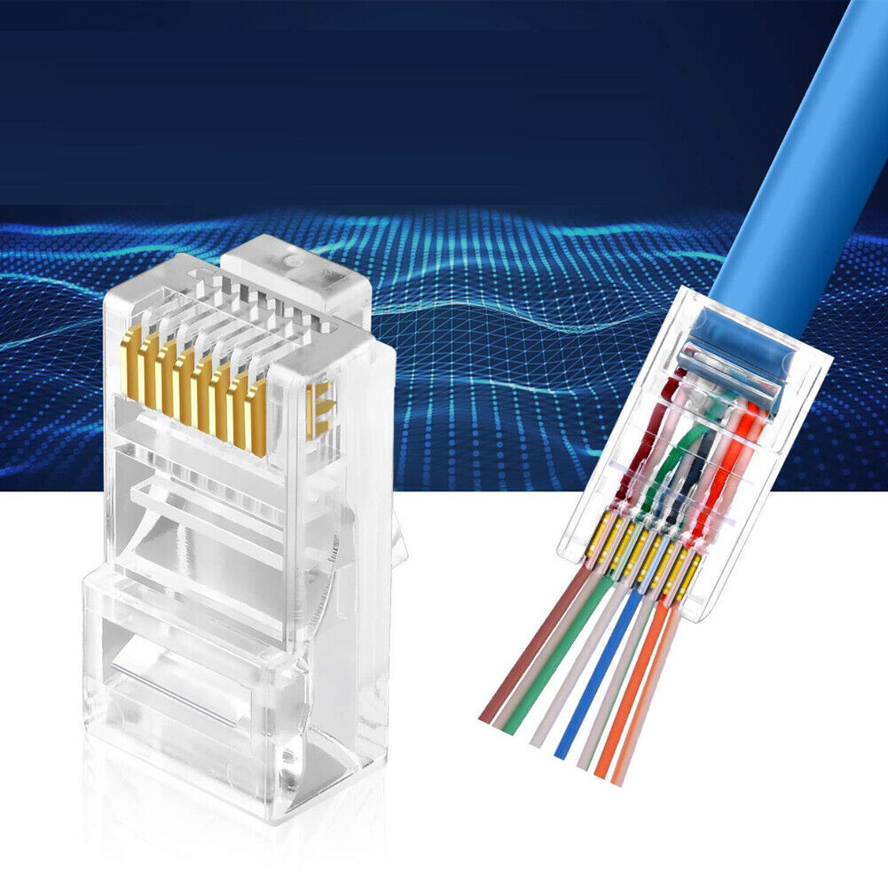 US 200 Pack Cat6 Pass Through EZ RJ45 Connector End Modular Plug UTP Cables