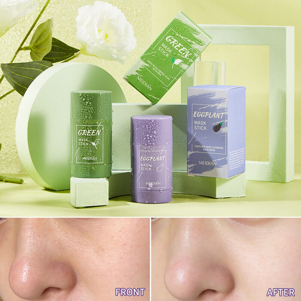 US 1-2Pack Green Tea/Eggplant Stick Mask Blackhead Remover Oil Control Cleansing