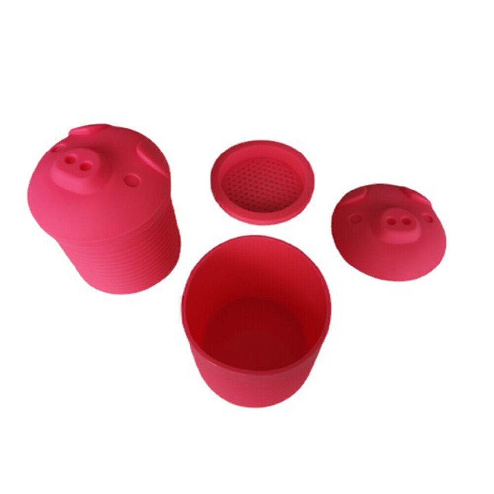 US 2-4 Pig Bacon Grease Container Silicone Bin Oil Mesh Strainer Holder Storage