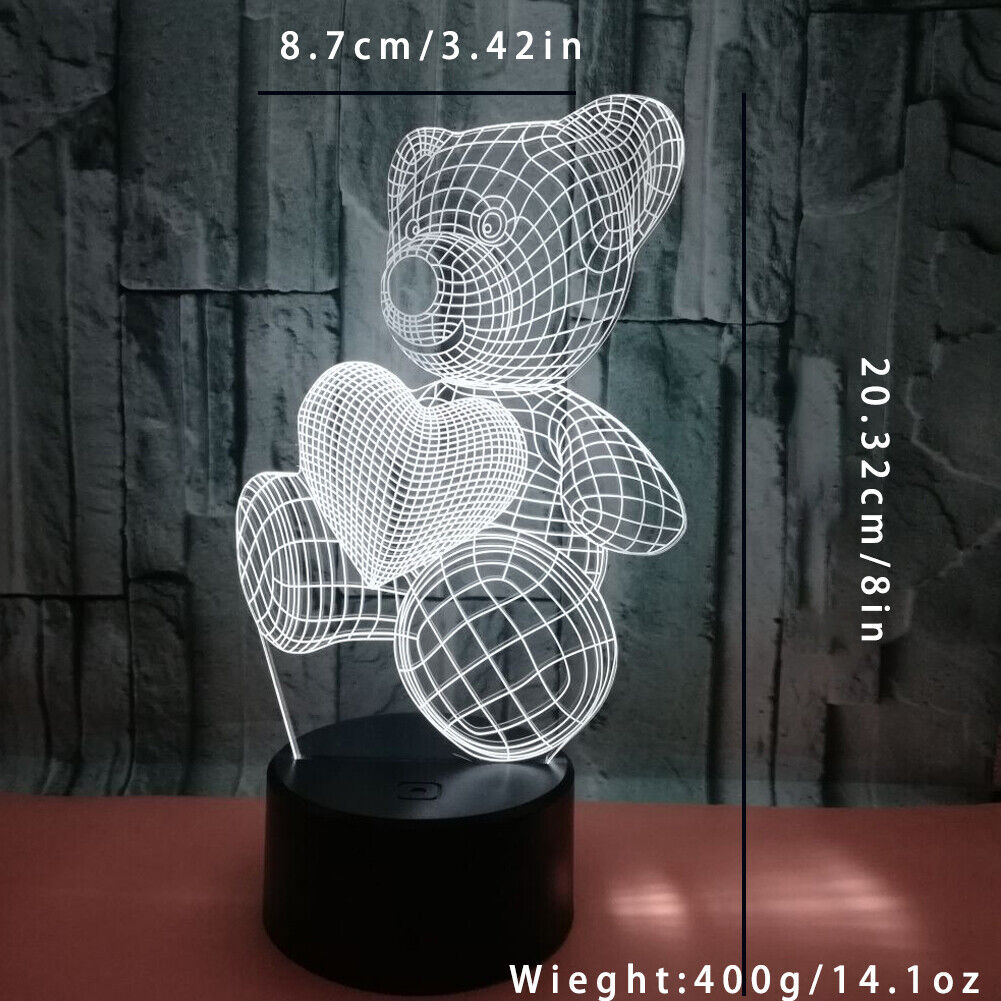 US 1-2 Pack Love Birthday Teddy Bear Thanksgiving Christmas Wife Gifts LED Light