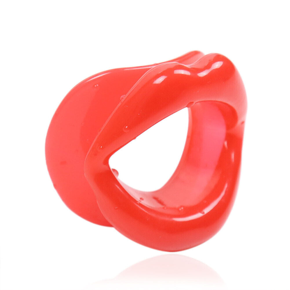 US Lips Shaped Opening O Ring Mouth Gag Silicone Buckle Leather Belt Strap BDSM