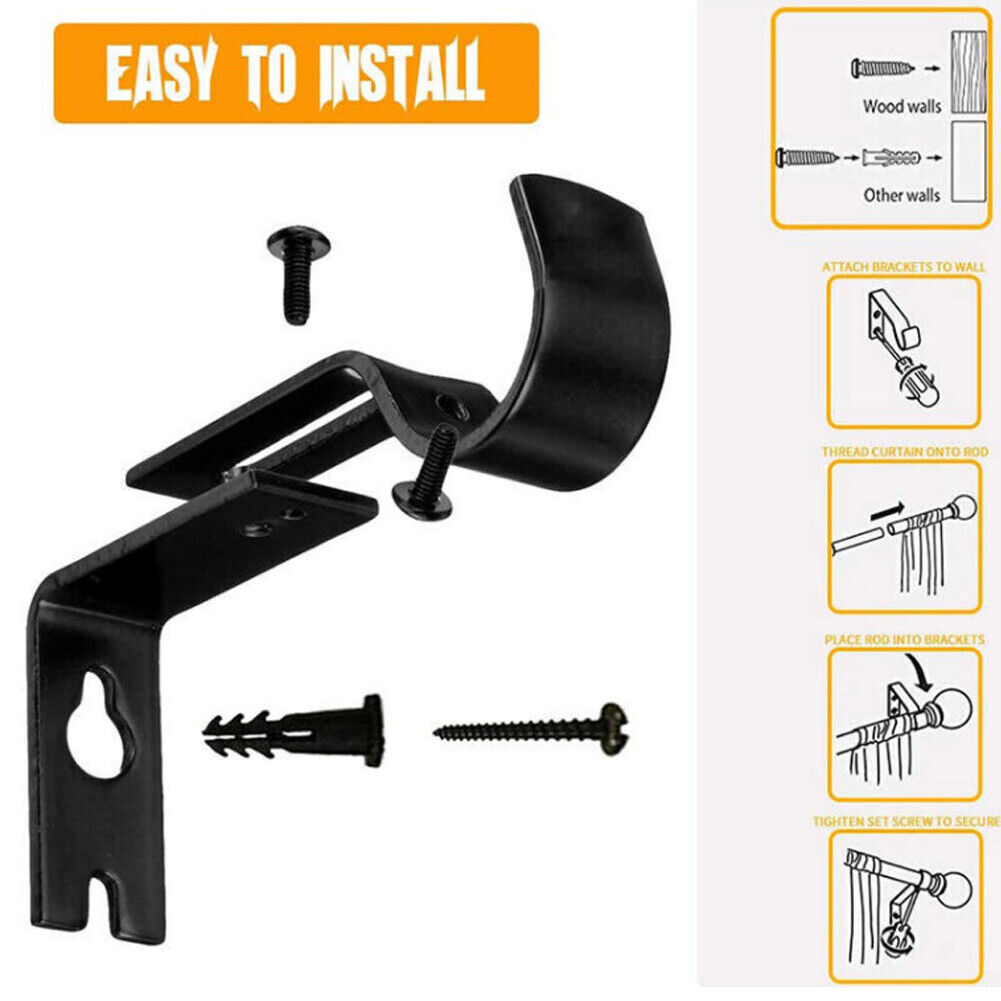 US 4-8 Pc Adjustable Curtain Rod Wall Bracket Hooks anchors Window Frame Holders