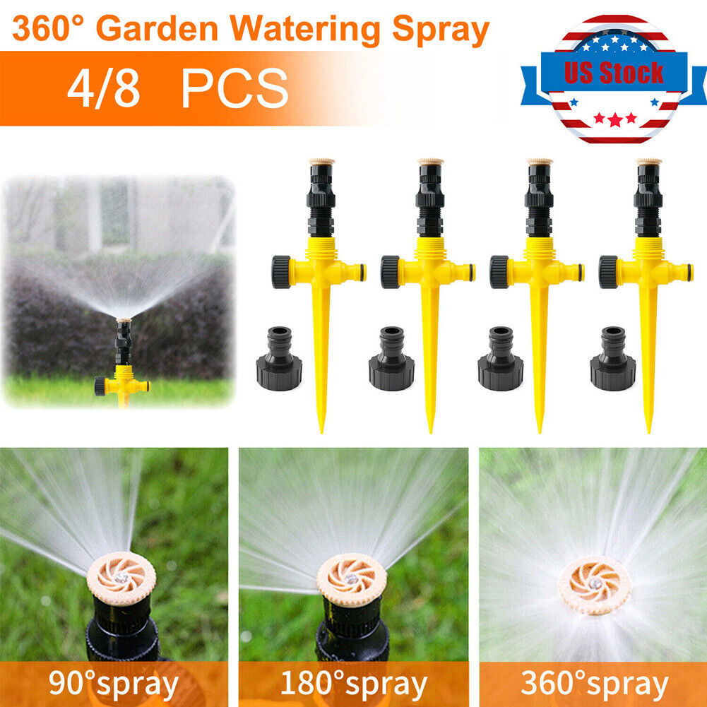 US 4~8Pc Multifunction Adjustable Sprinkler 360° Rotation Auto Irrigation System