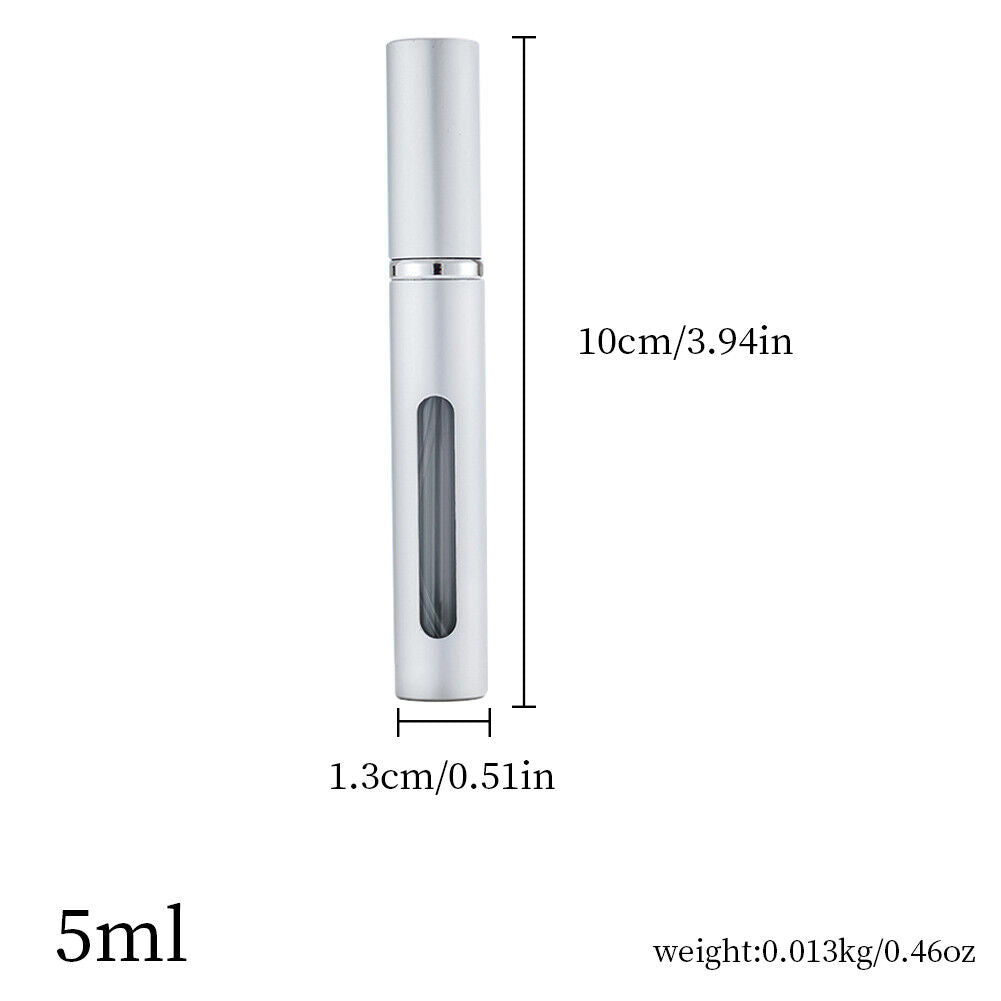 US 5-10Pc 5ml Portable Perfume Bottle Glass Refillable Pump Spray Empty Bottle