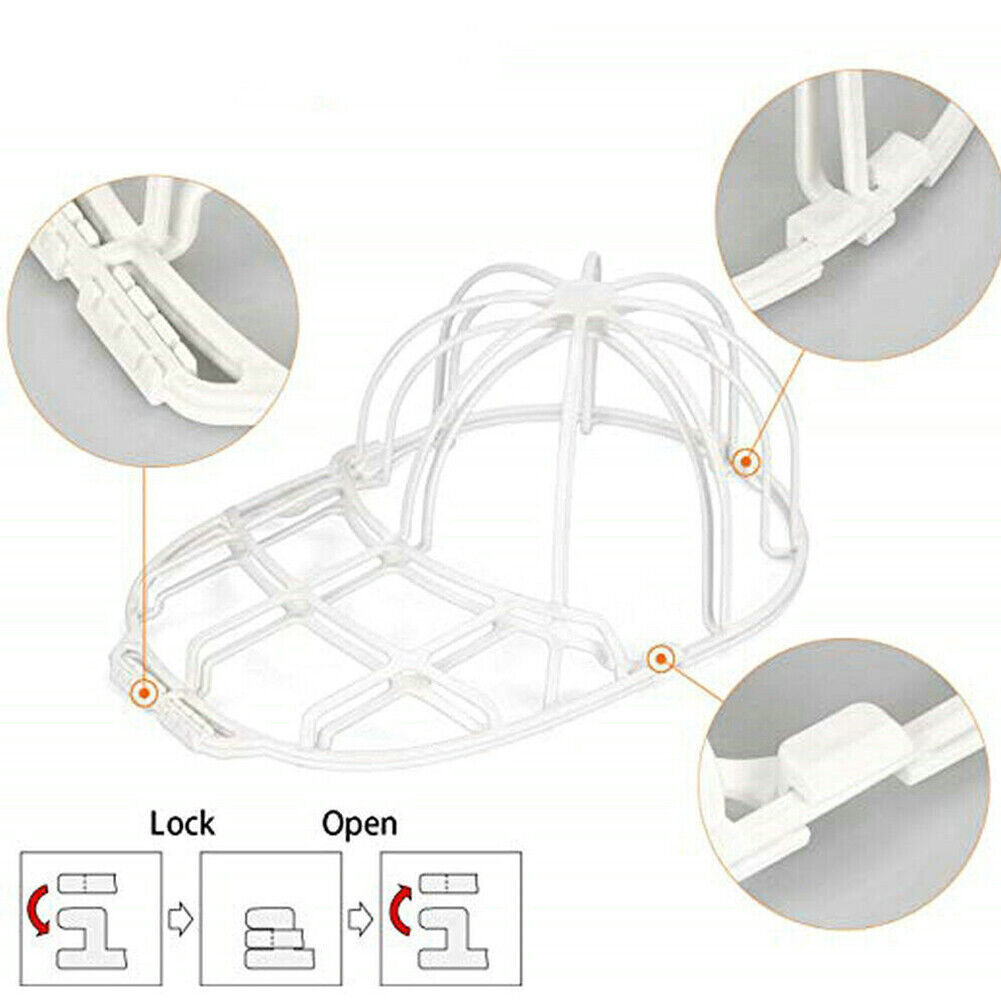 US 4-8 Pc Sturdy Plastic Frame Cage Baseball Cap Washer Cleaner Protector Holder