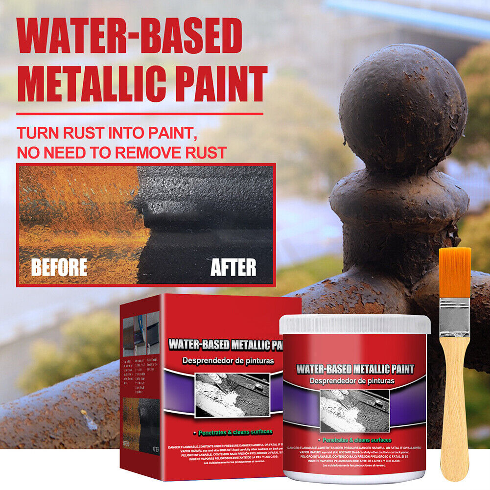 US1-2Pc Car Water-Based Chassis Rust Converter Primer Remover Restore with Brush