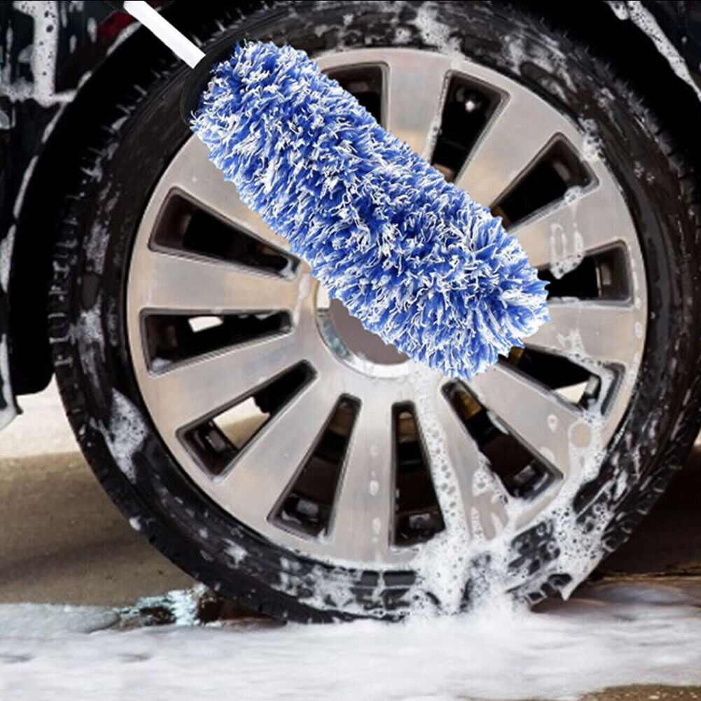 US 1-2 Pcs Microfiber Car Alloy Wheel Cleaning Brush Tire Soft Bristle Cleaner