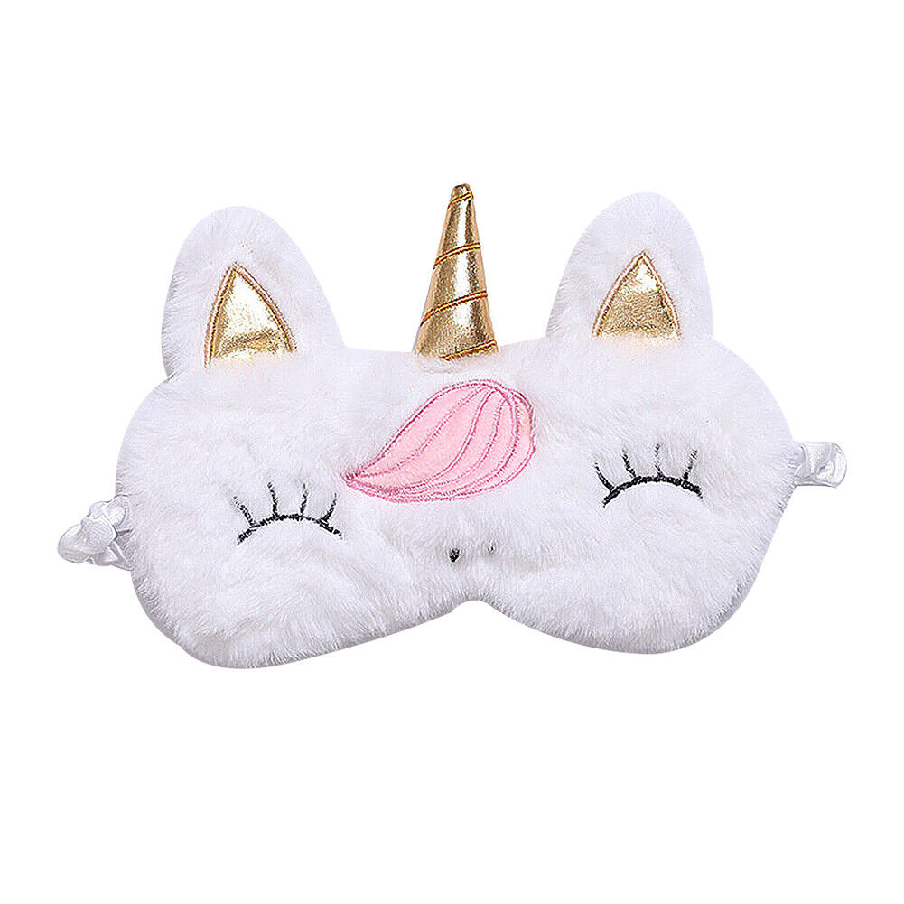 US Unicorn Animal Eye Mask Soft Plush Sleep Masks Sleeping Blindfold Traveling