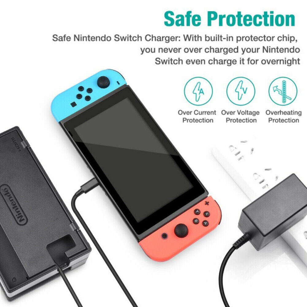 US 2-4 Pcs Charging Cable AC Adapter Power Supply For Nintendo Switch Wall Plug