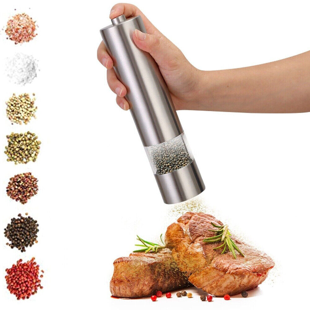 US 1-2 Pack Battery Operated Salt Pepper Grinder Set Mill Adjustable Coarseness