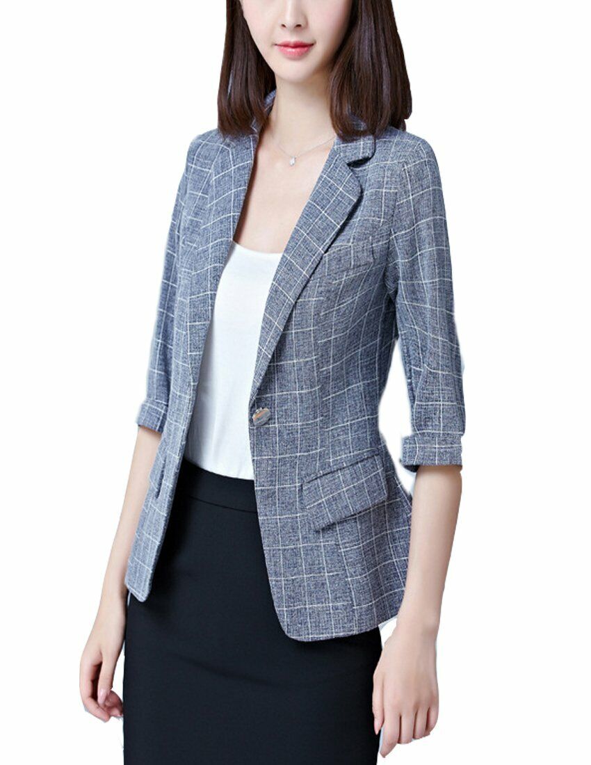MFrannie Women's summer leisure blazer 3/4 sleeved work office blazer