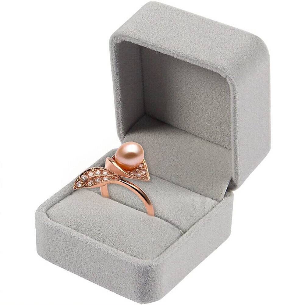 US 1-2 Pack Jewelry Box Set Velvet Jewelry Ring Gift Single Ring Flocking Boxes