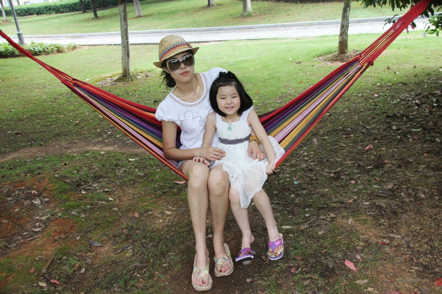 Double Layered Cotton Fabric Travel Camping Hammock,78.75''x31.5'', max 308 lbs