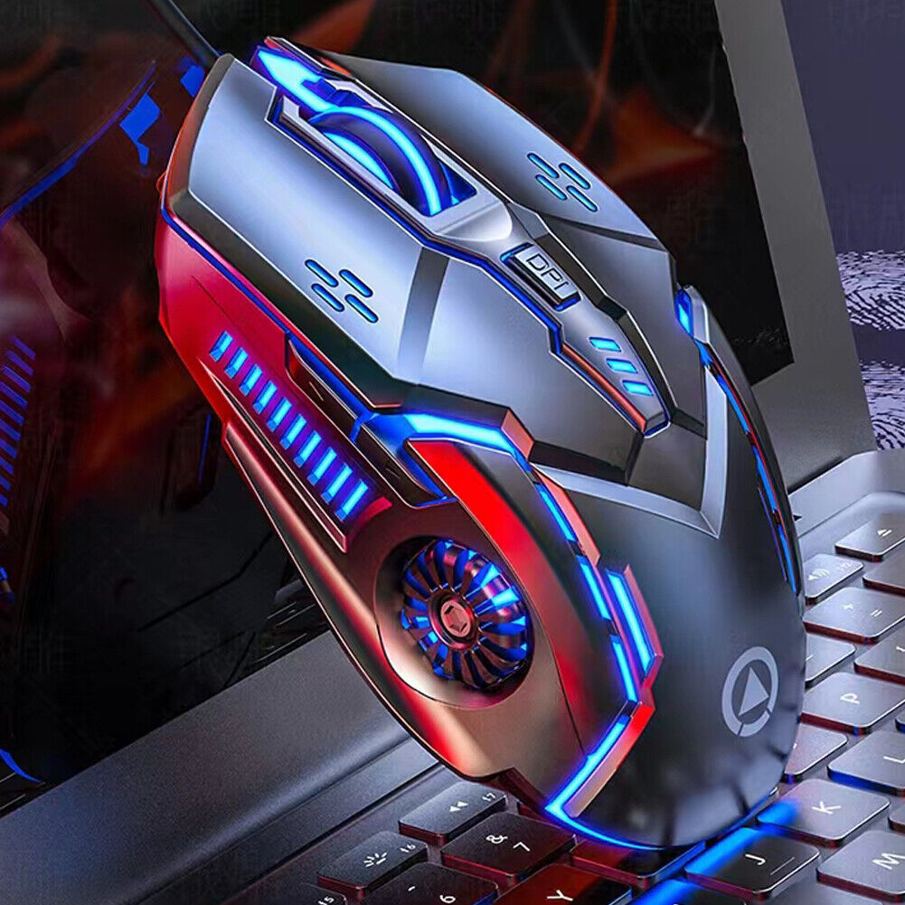 US 1-2 Pcs Wireless Mouse Gaming Rechargeable Cordless 7 Color LED Backlit PC