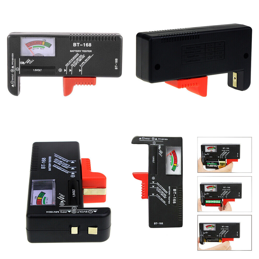 US 2-4 Pack AA AAA C D 9V Battery Universal Volt Tester Checker Button Cell