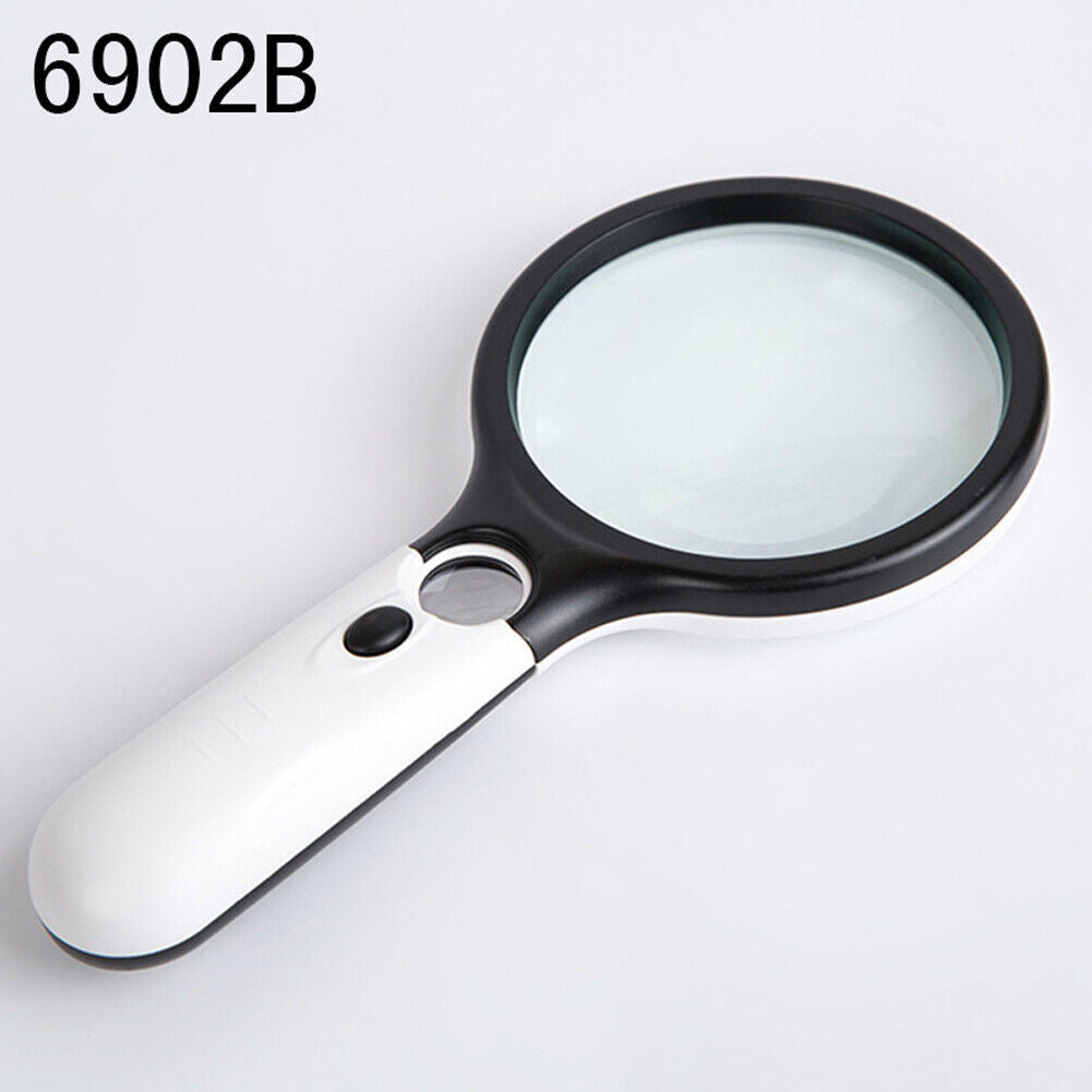 US 2-4 Pc 3-LED Light Magnifier Jewelry Loupe Lens 45X Handheld Magnifying Glass
