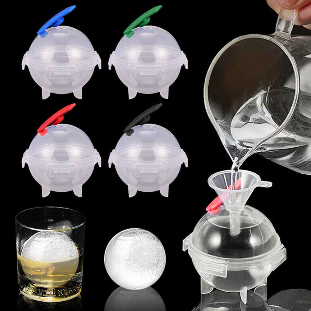 US 4-8 Pc 2'' Ice Ball Maker Mold Round Tray Silicone Sphere Whiskey Cocktails