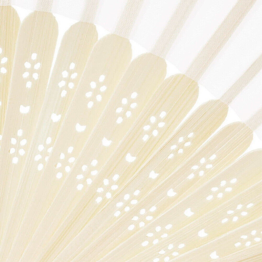 US 12-24 Pack Bamboo Hand Fan for Women, 8 Inch White Folding Hand Held Fan
