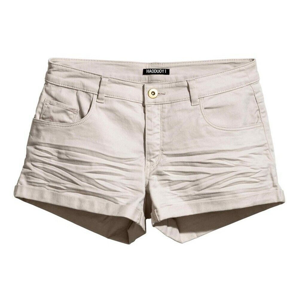 HaoDuoYi Womens Solid Color Fitted Low Waist Casual Hot Shorts