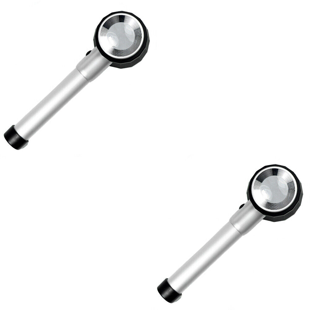 US 1-2 Pc 10X Optical glass Magnifier LED Lighted Jeweler loupe with Measure Sca