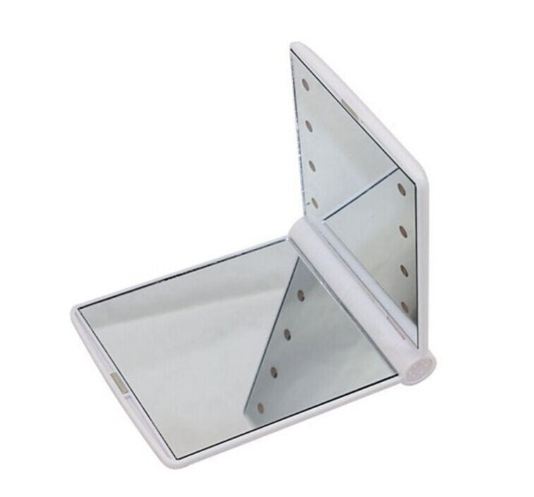 Makeup Cosmetic Folding Portable Compact Pocket Mirror with 8 LED Lights Lamps