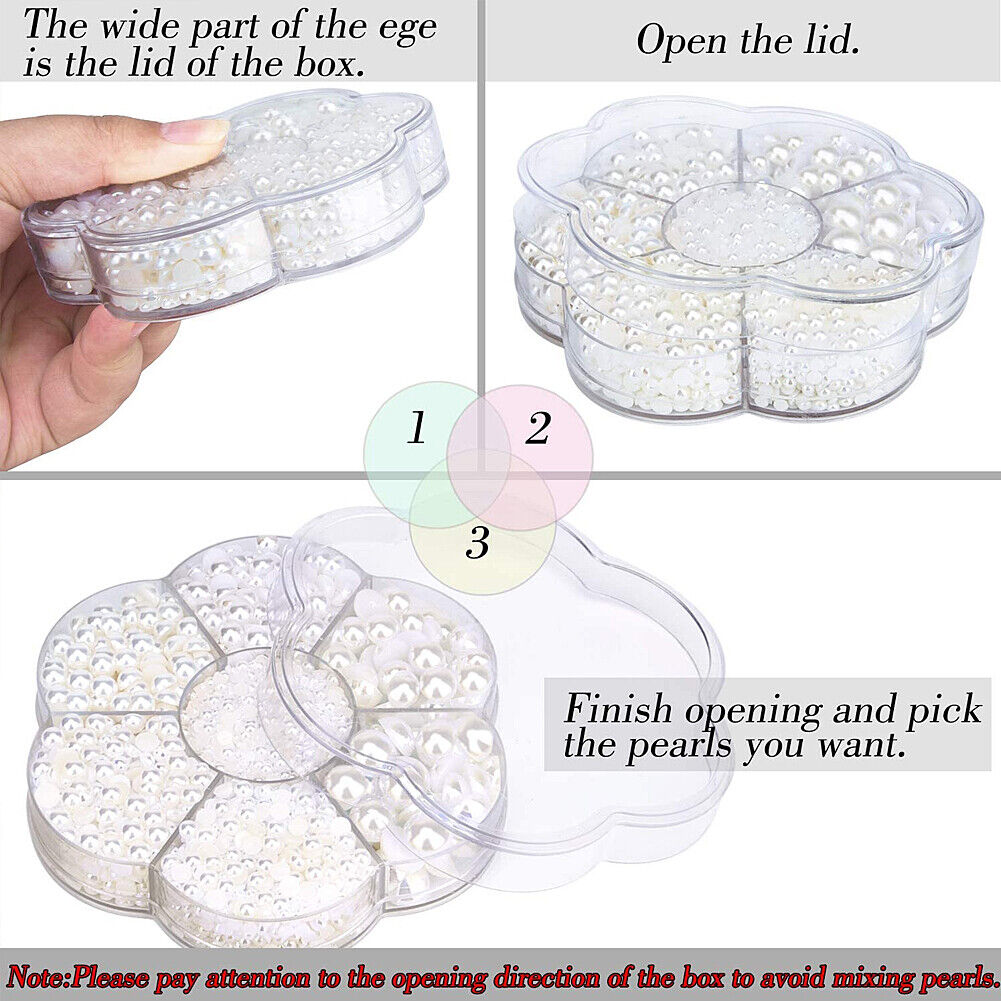 US 5600~11200 Set DIY Half Artificial Pearl Bead Flat Back Beads Craft Nail Art