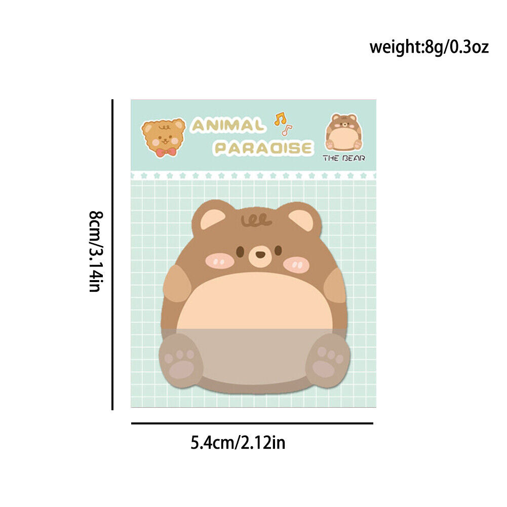 US 16-32 Pcs (320-640 pages Total) Sticky Notes Cute Animal-Shaped Bookmark Pads