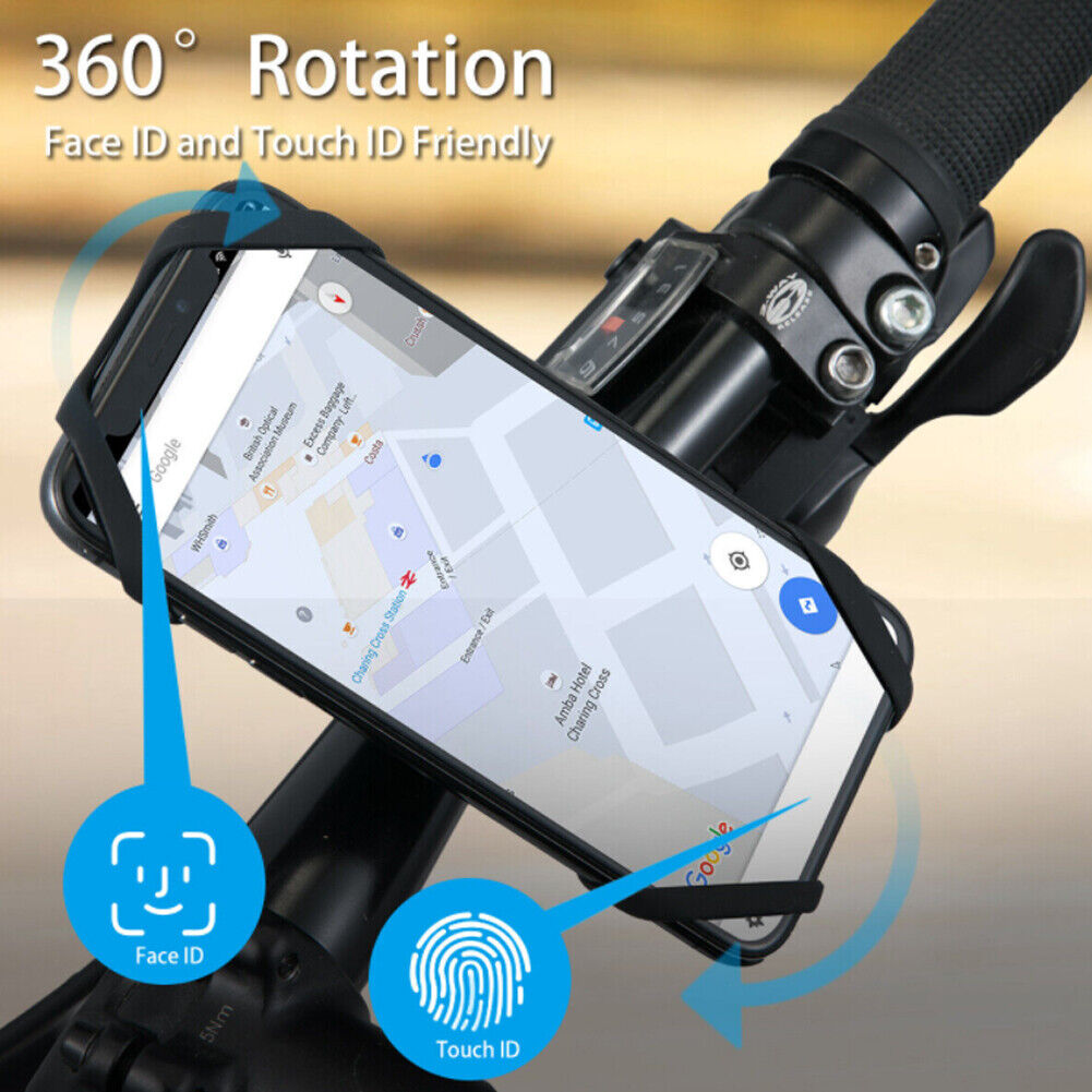 US 1-2 Pack Silicone Cell Phone Mount Holder GPS MTB Bike Bicycle 360 Rotation