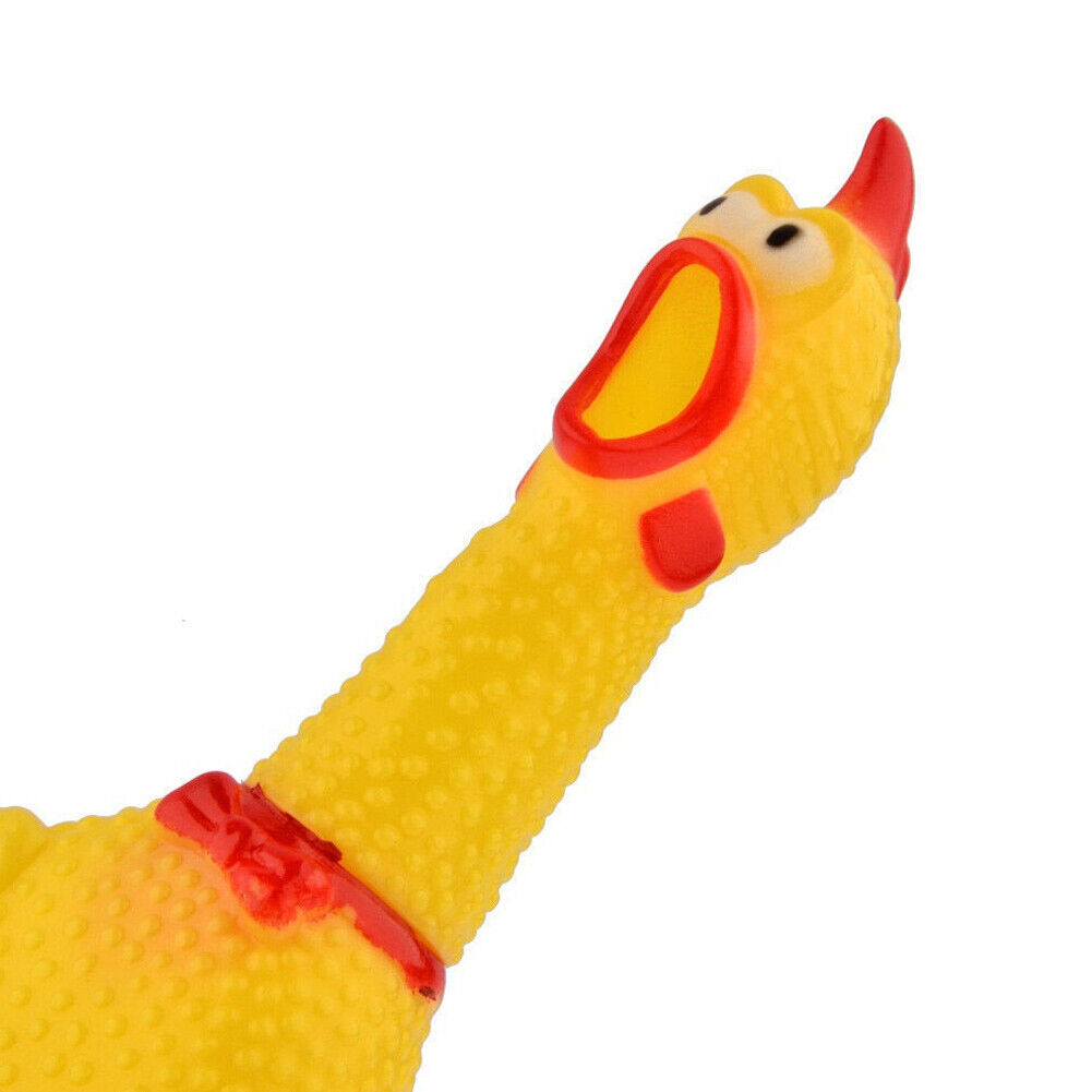 US 1-2 Pcs Fun Pet Dog Shrilling Rubber Chicken Chew Sound Squeeze Screaming Toy