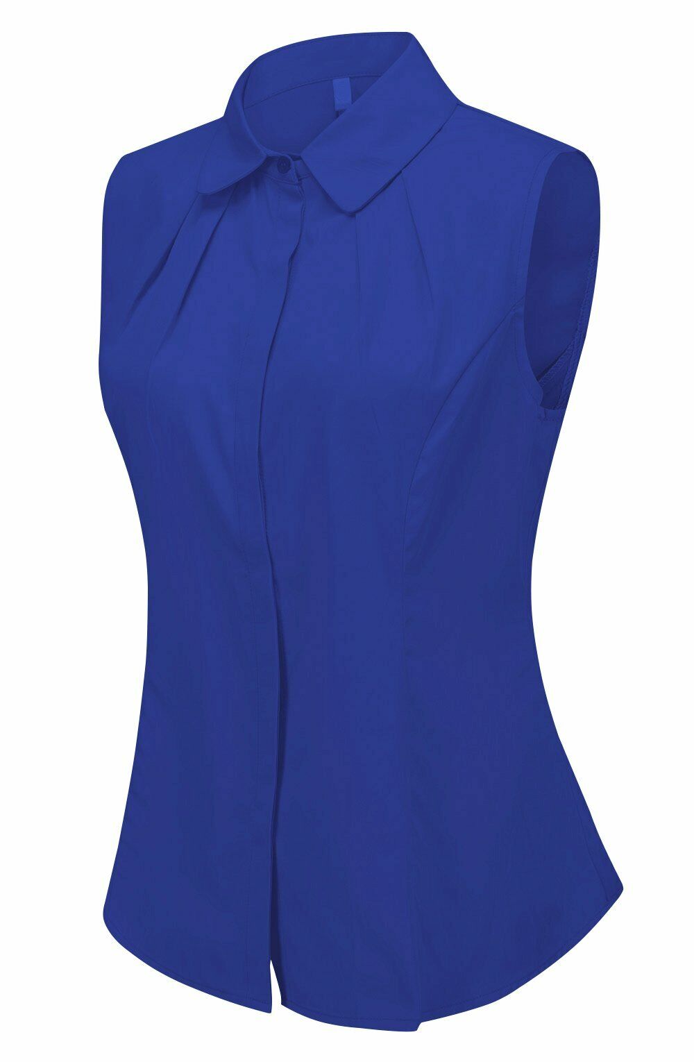 Women's Cotton Sleeveless Button Down Shirt Collared Pleated Blouse