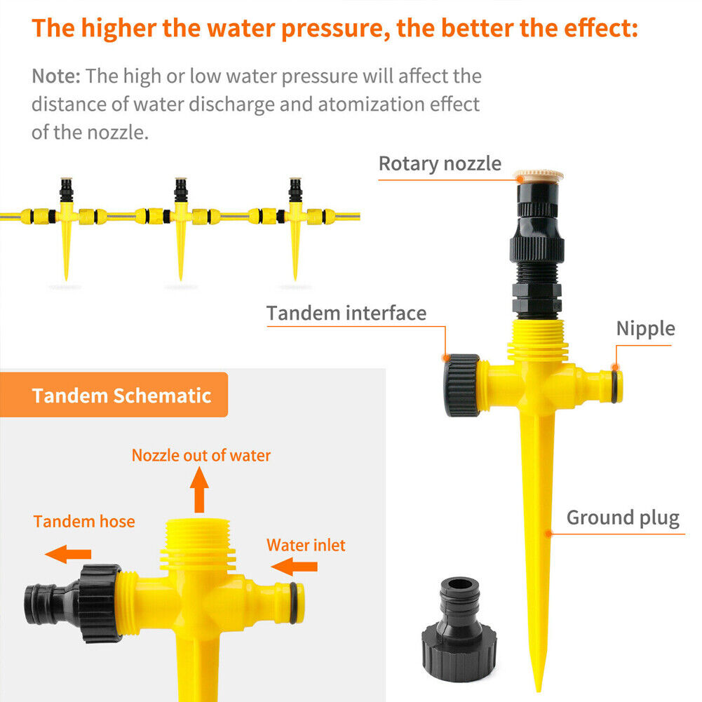US 4~8Pc Multifunction Adjustable Sprinkler 360° Rotation Auto Irrigation System