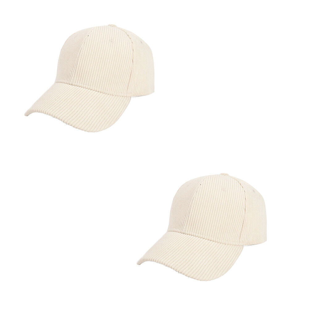 US 1-2 Pcs Cotton Corduroy Baseball Cap Classic Adjustable Plain Hat Warm Unisex