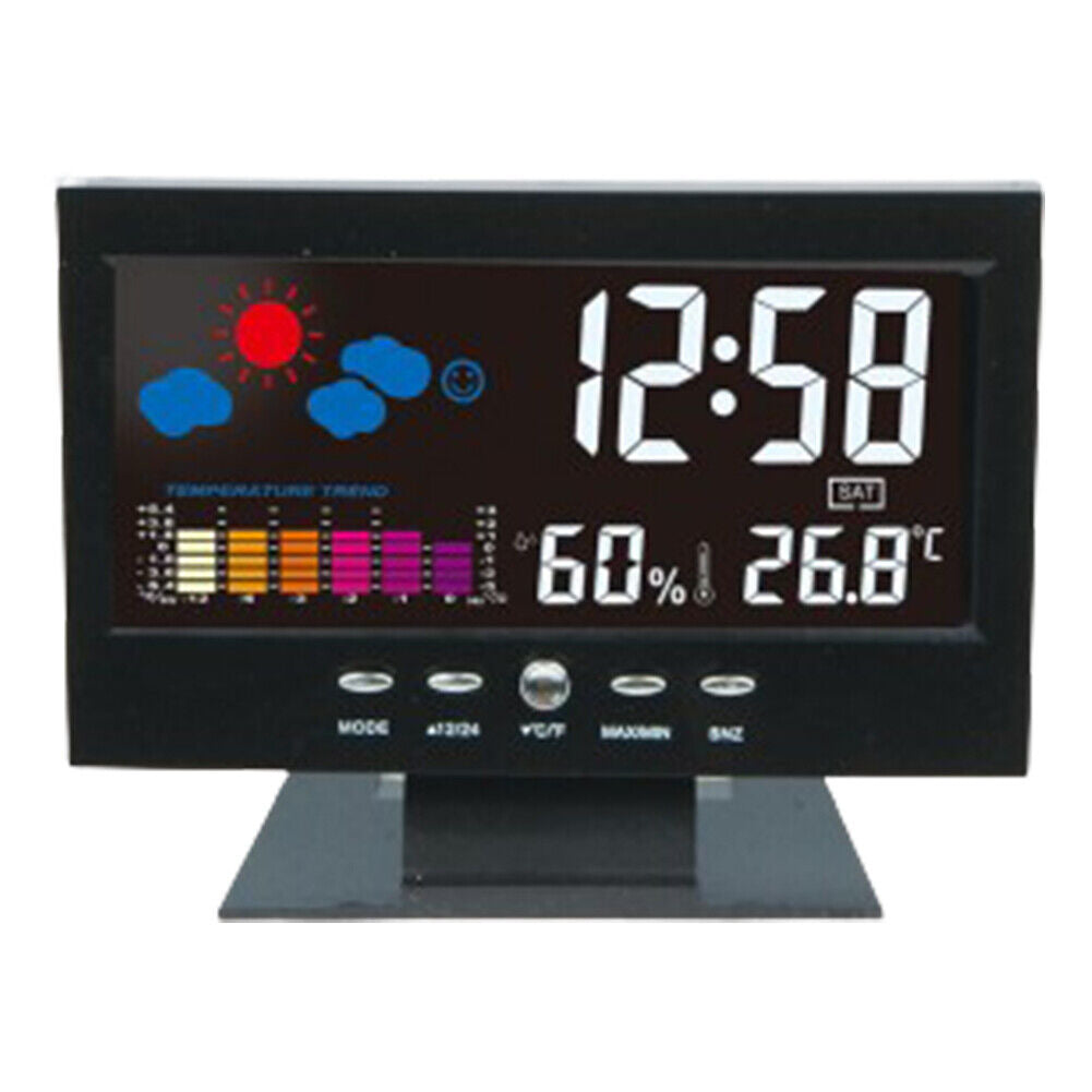 US 1-2 Pack Projection Alarm Clock Bedrooms Weather Temperature Humidity Station