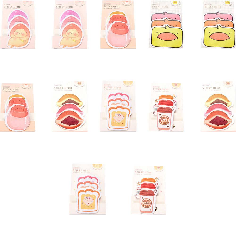 US 6-12 Pc (270-540 Pages Total) Sticky Notes Animals Shape Self-Stick Memo Pads