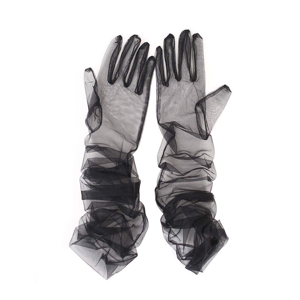 US 1~2 Paris 27'' Wedding Bridal Prom Sheer Tulle Long Elbow Gloves Party Opera