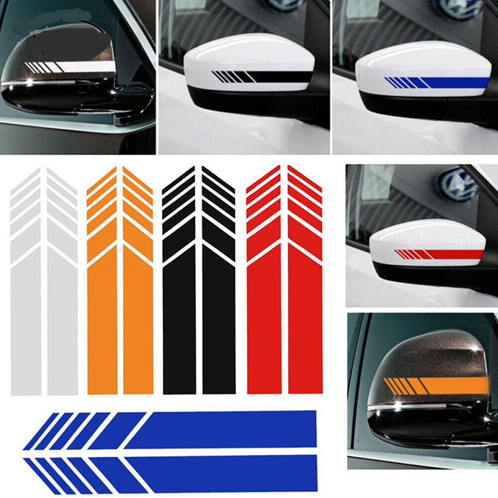 US 2-4 Pair Car Rear View Mirror Sticker Decor Vehicle Reflect Side Decal Stripe
