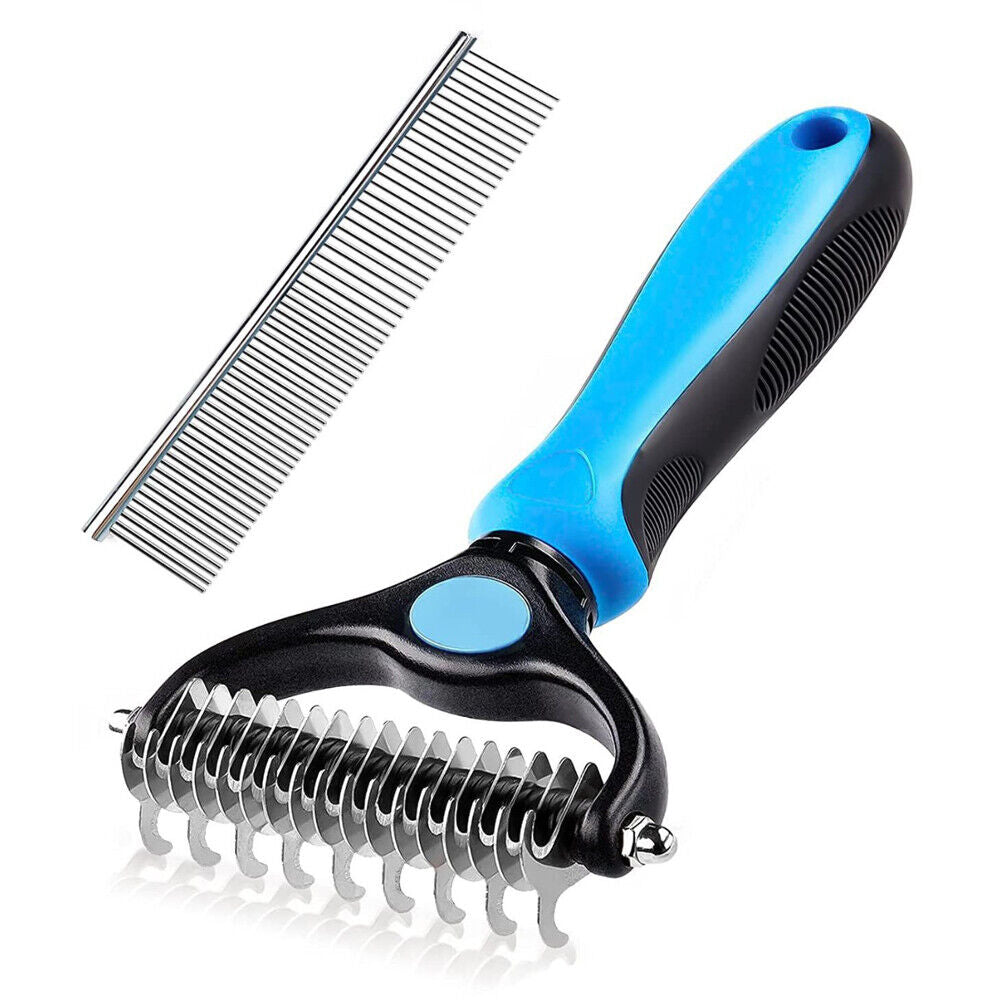 US 2-4 Pc Pet Grooming Brush Dog Undercoat Rake Comb Dematting Deshedding