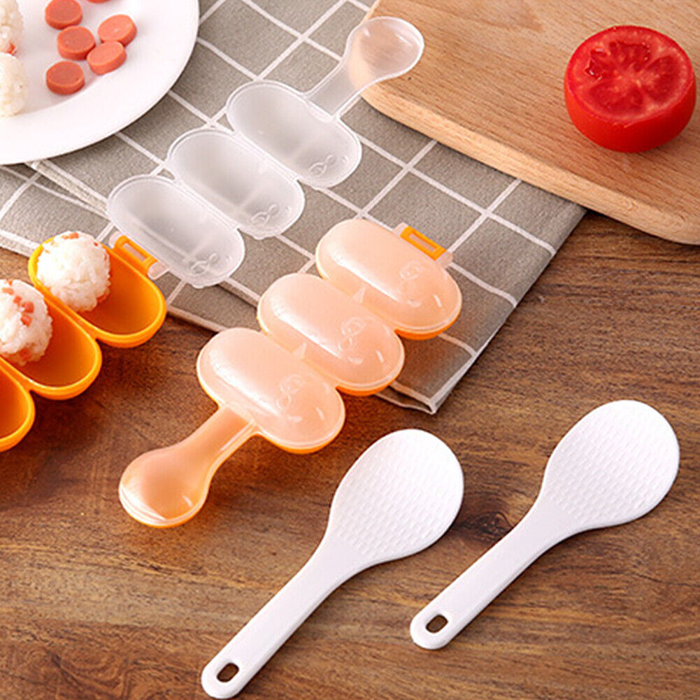 US 2-4 Pack DIY Rice Ball Mould with a Mini Paddle Rice Ball Lunch Maker Mold