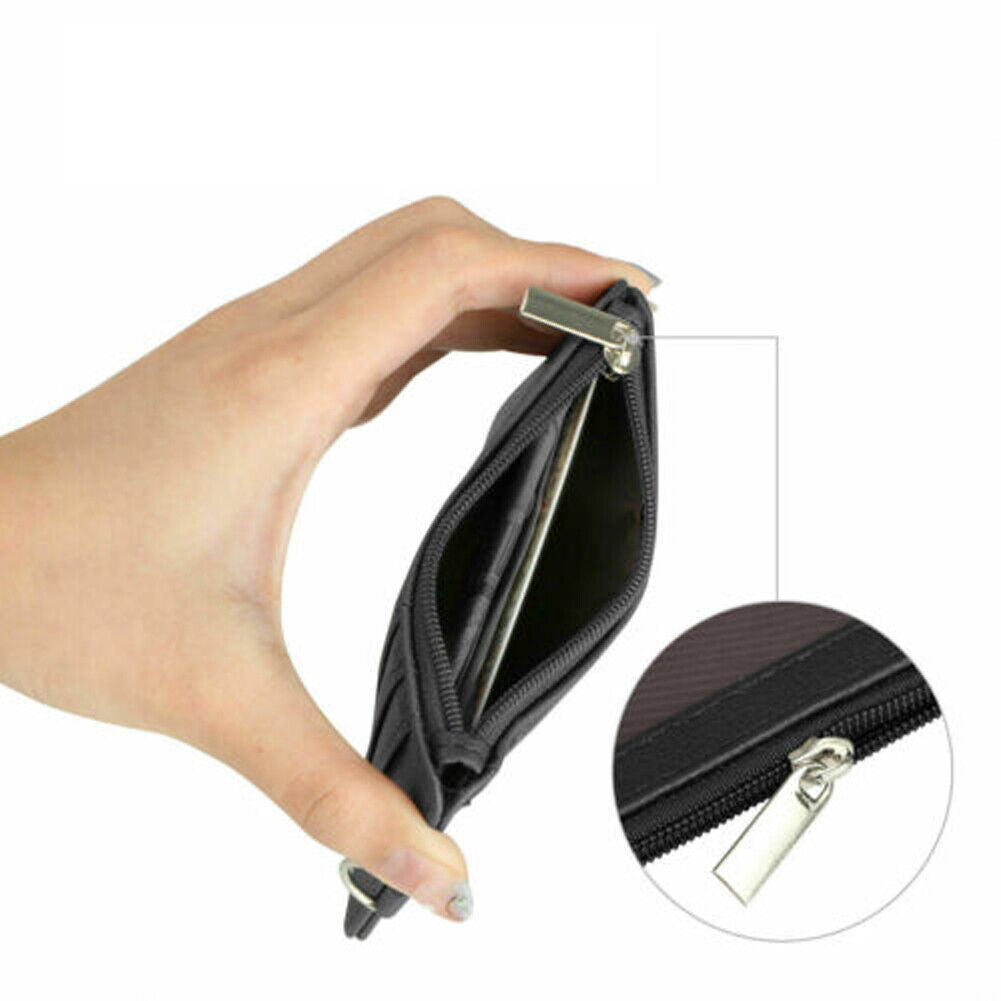 US 2-4 Pcs Badge Holder Zipper Leather ID Card Holder Wallet Pocket Neck Lanyard