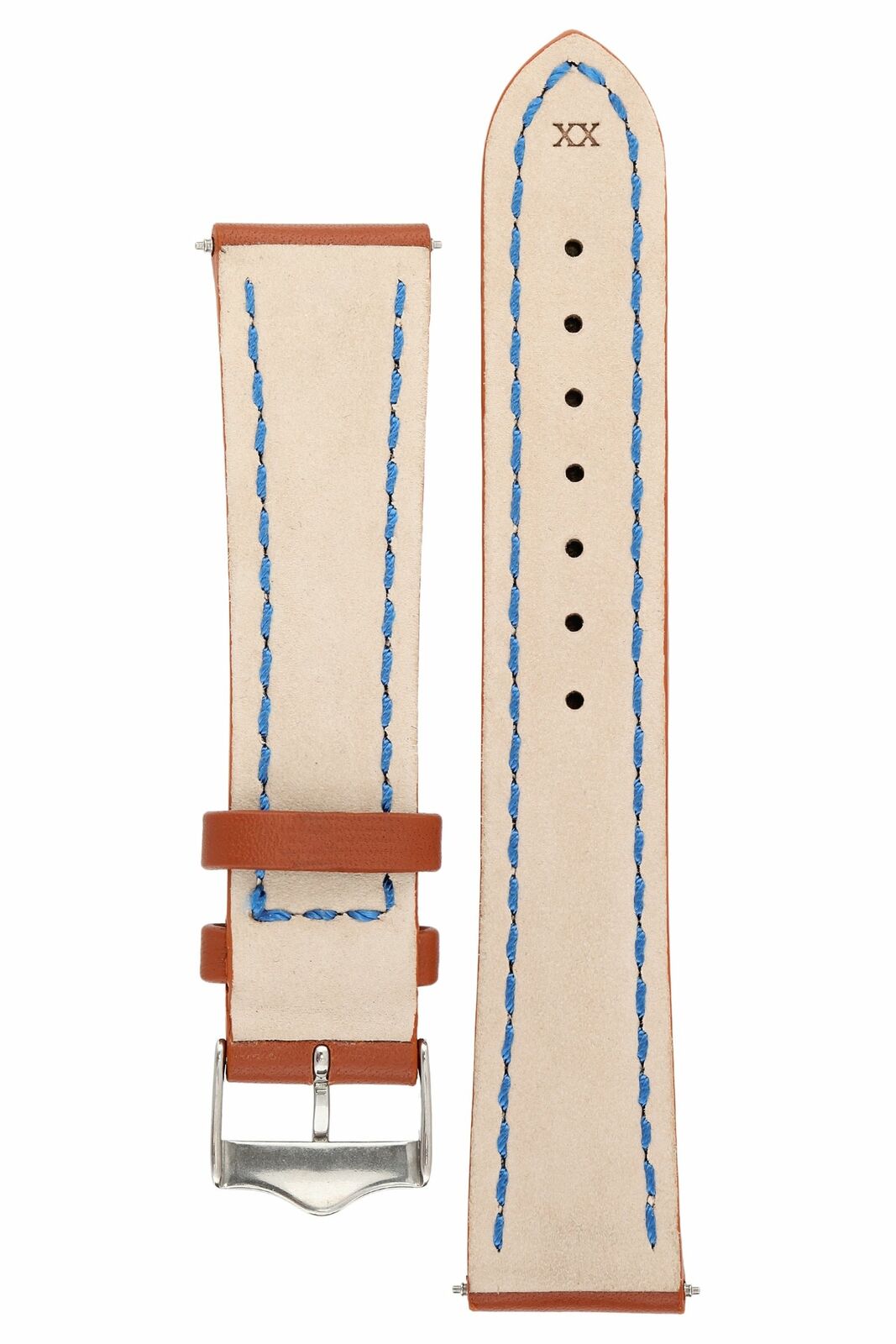Signature 20 mm watch band Replacement watch strap Genuine Leather Silver buckle