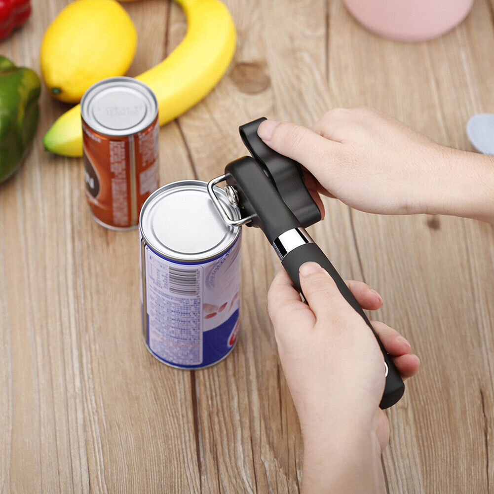 US 2-4 Pc Stainless Steel Manual Tin Can Opener Safety Cut Lid Smooth Edge Side