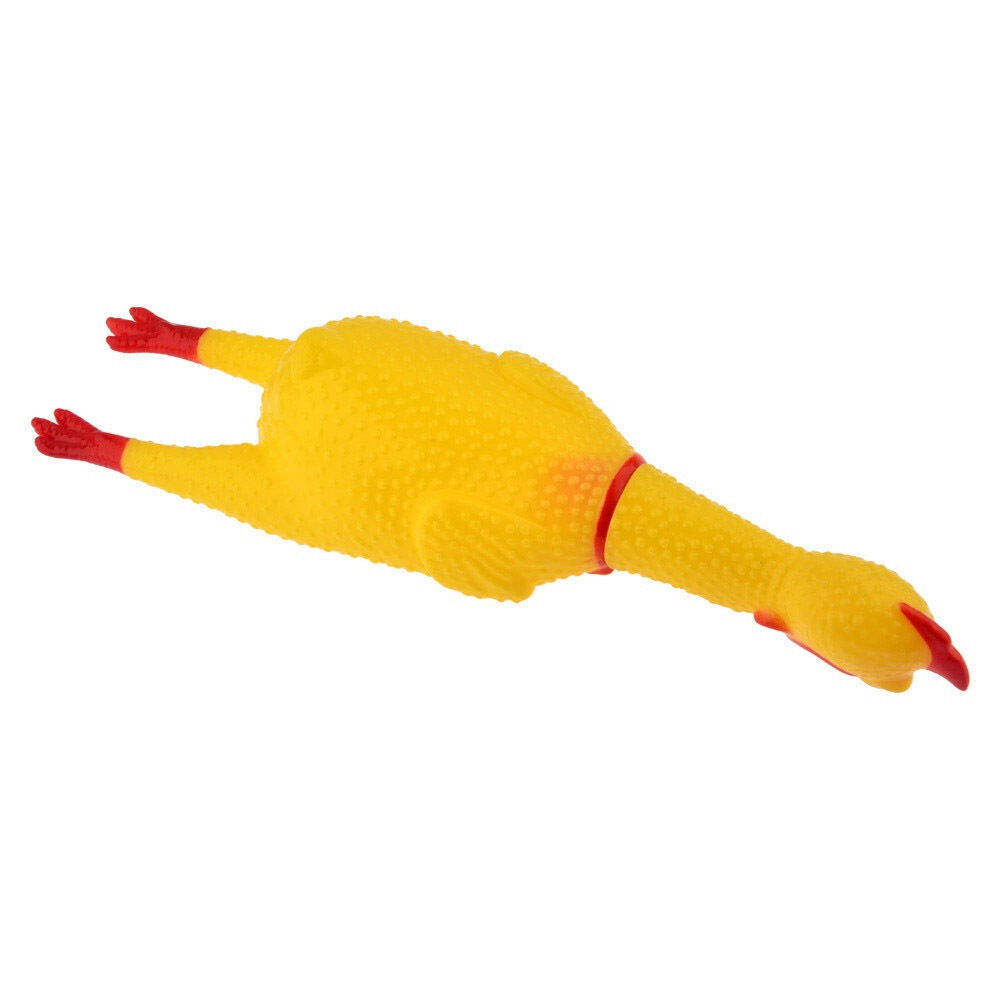 US 1-2 Pcs Fun Pet Dog Shrilling Rubber Chicken Chew Sound Squeeze Screaming Toy