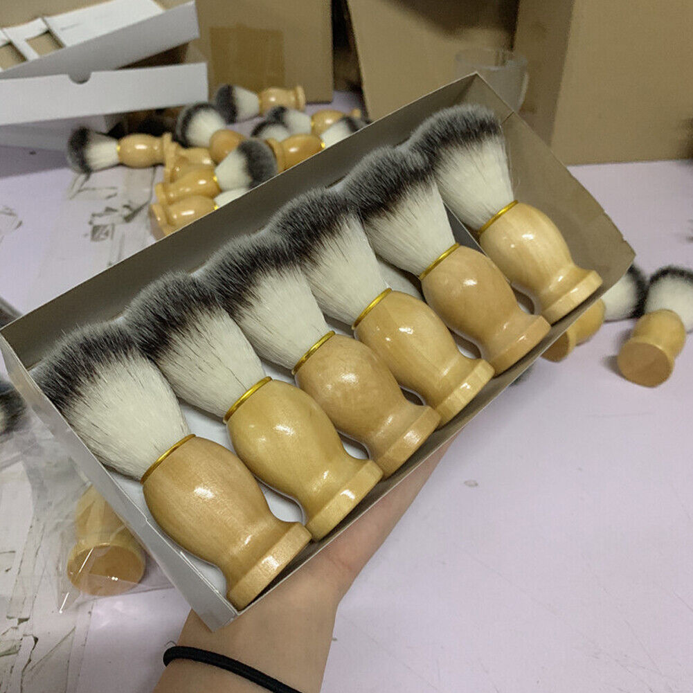 US 2-4 Pc Shaving Brush Perfect Shave Barber Hard Wooden Handle Badger Hair Soft