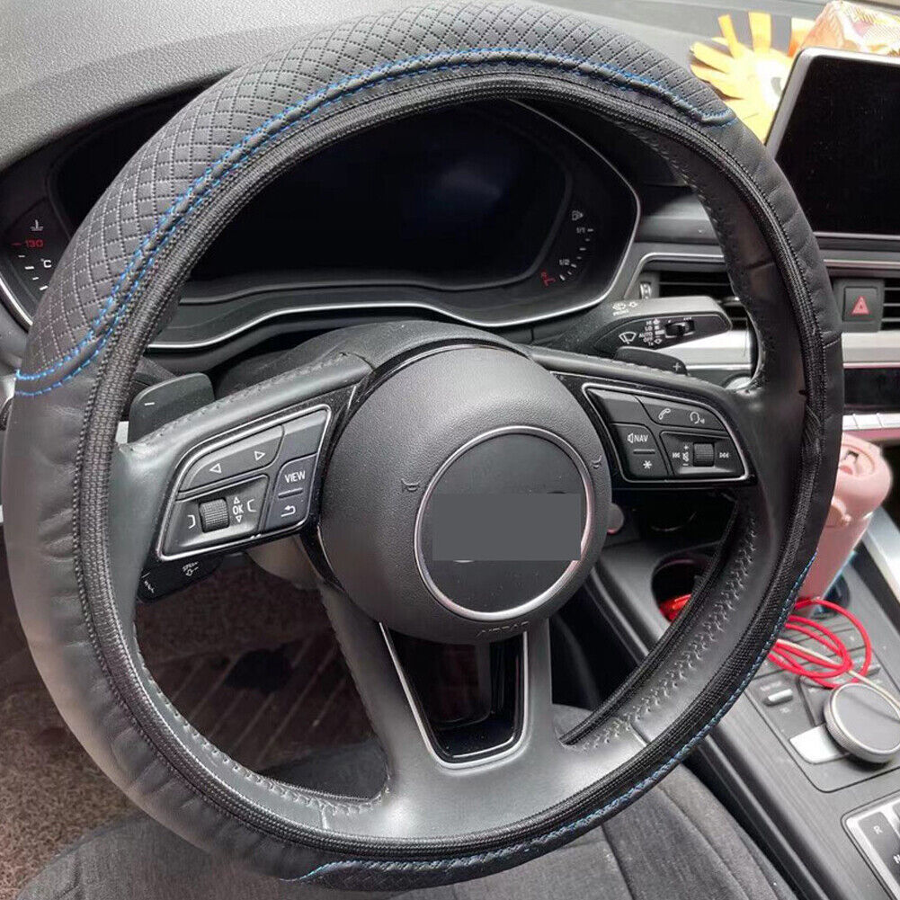 US 2-4Pc Leather Car Steering Wheel Cover 15 Inch 15'' Non-Slip Grip Protector